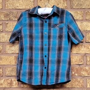 Tony Hawk Blue and Black Plaid Button Up Shirt SIZE 5/6